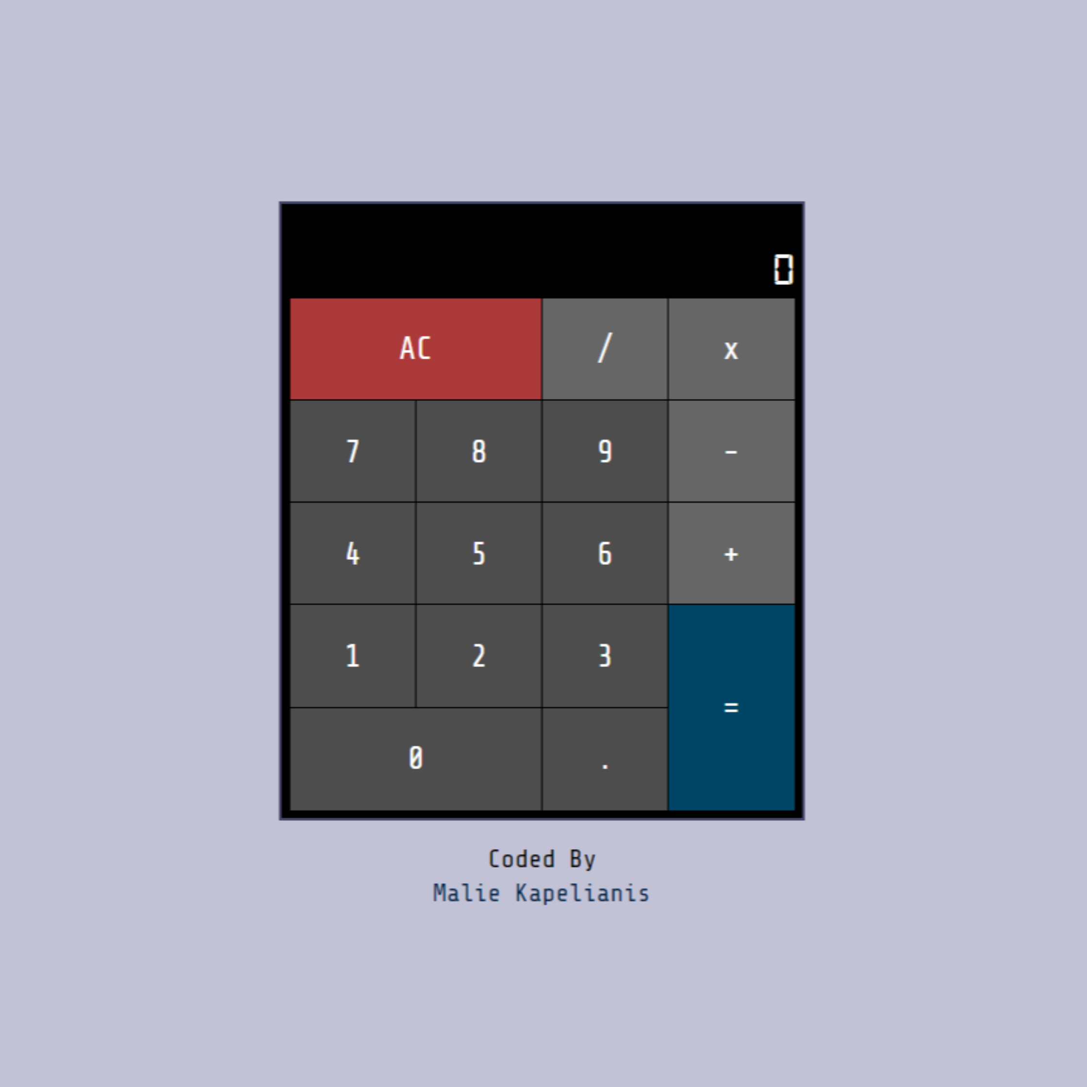 JavaScript Calculator Screenshot